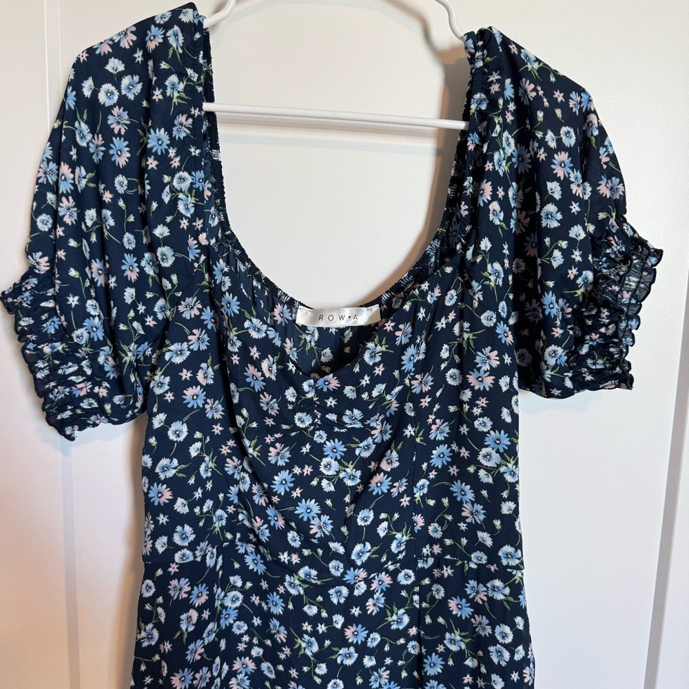 ROW A Floral Navy Blue Dress